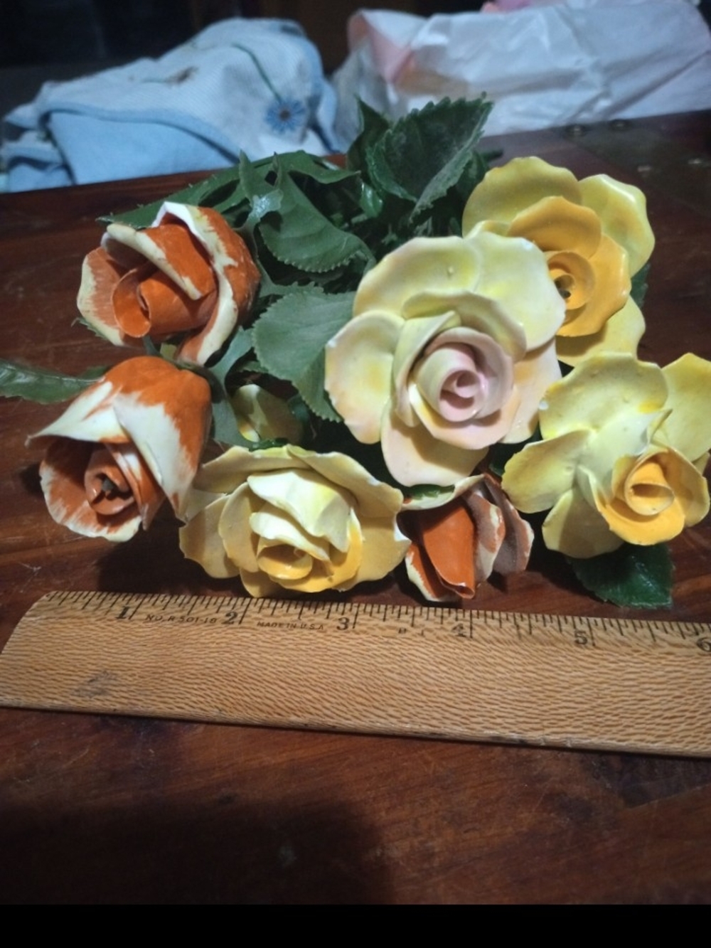 Handcrafted Metal Rose Bouquet in Yellow and Orange - Home Accents
